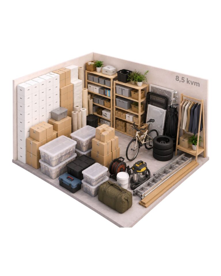 Illustration av 8,5 m² förråd