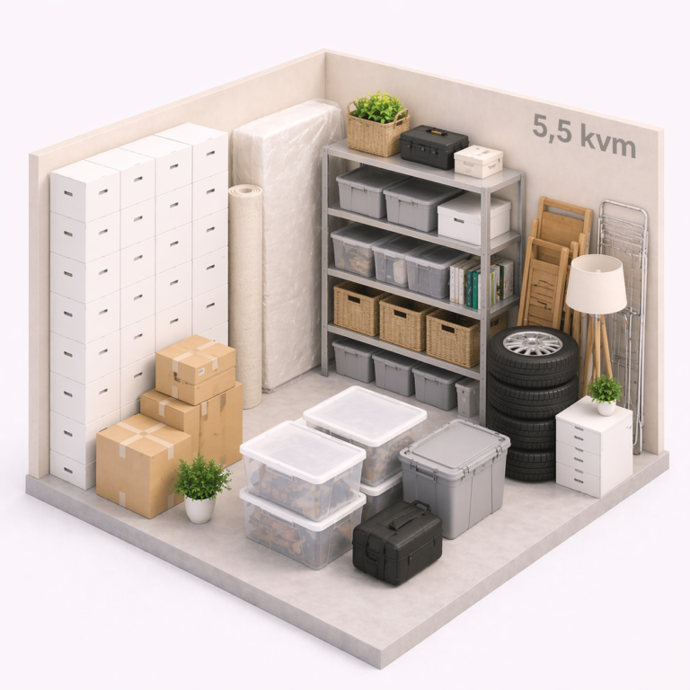 Illustration av 5,5 m² förråd