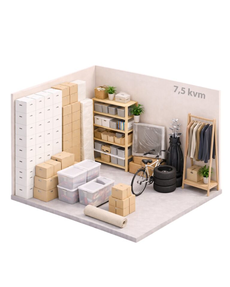 Illustration av 7,5 m² förråd