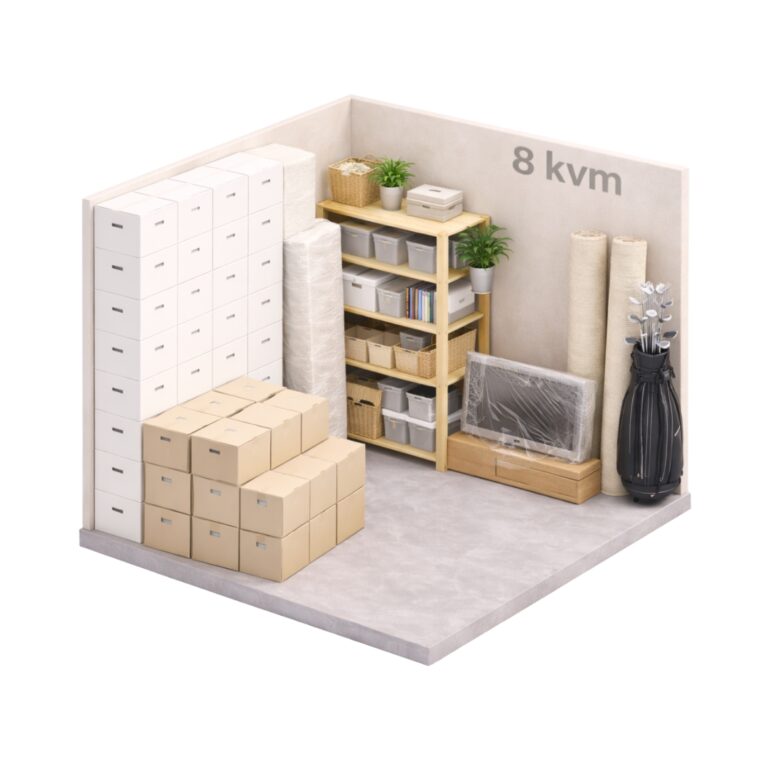 Illustration av 8 m² förråd