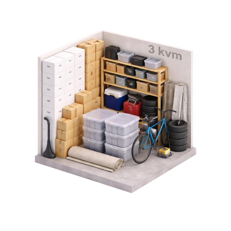 Illustration av 3 m² förråd