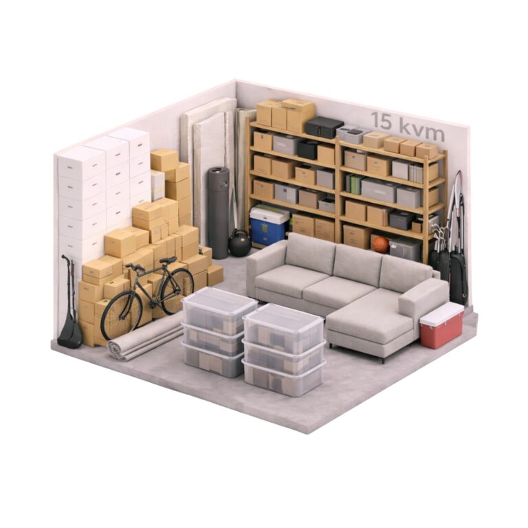 Illustration av 15 m² förråd
